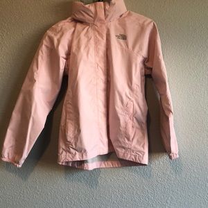 Adult small north face rain jacket color pink